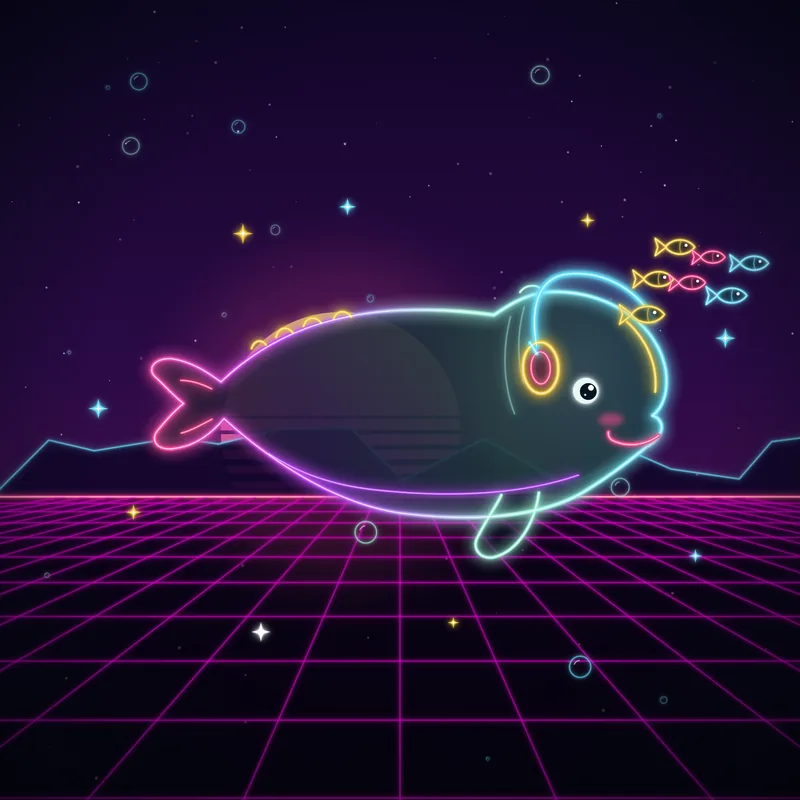 Big Belugas #011 Riff the DJ in neon line art