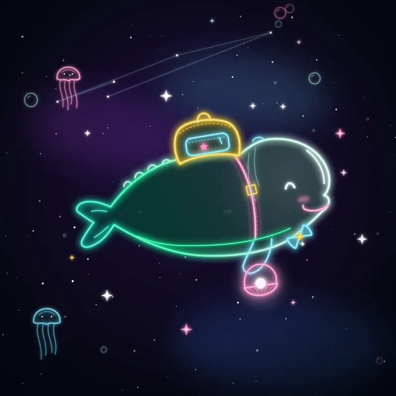 Big Belugas #019 Frost the Treasurer in neon line art