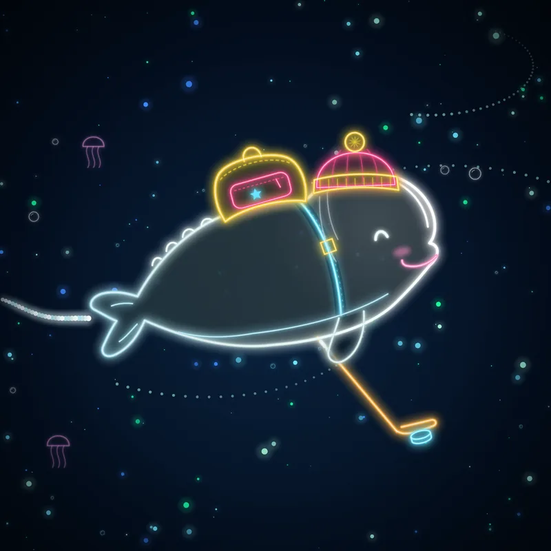 Big Belugas #021 Zephyr One-Timer in neon line art