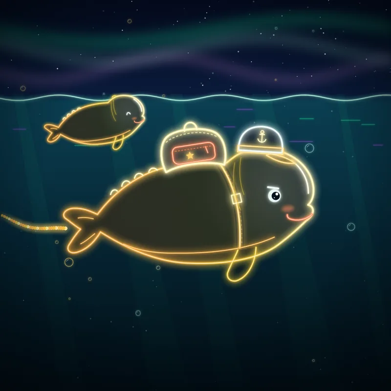Big Belugas #031 Rook the Navigator in neon line art
