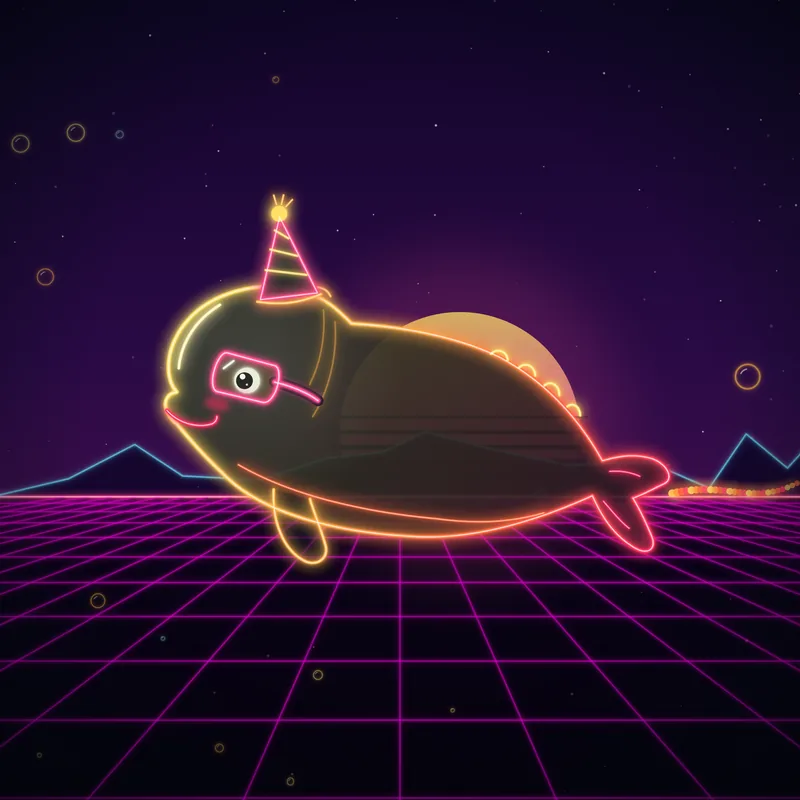 Big Belugas #034 Birthday Ziva in neon line art