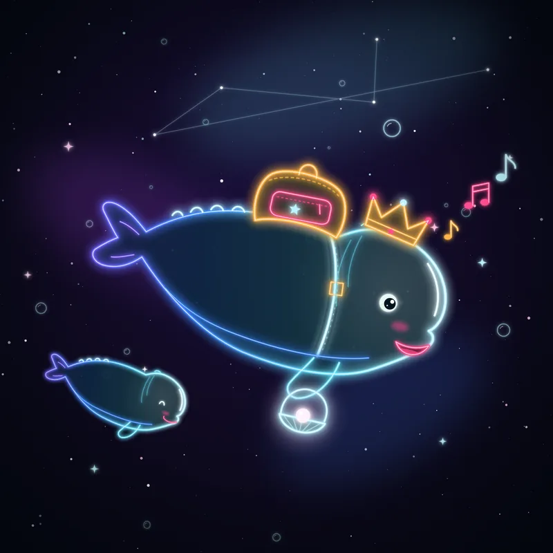 Big Belugas #041 Poppy the Pearlkeeper in neon line art
