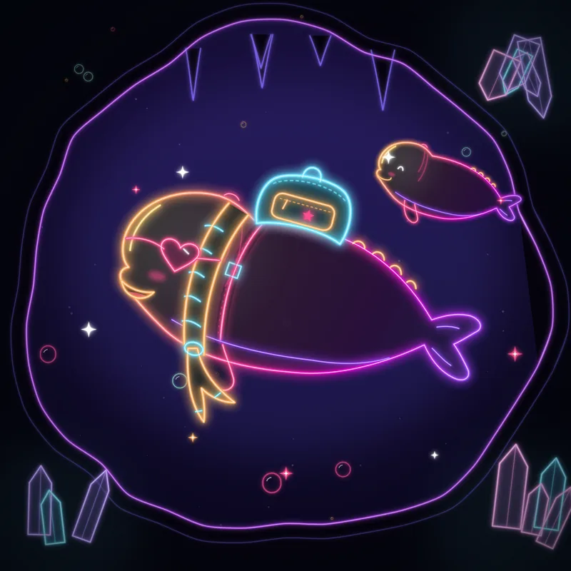 Big Belugas #042 Pixel Pathfinder in neon line art