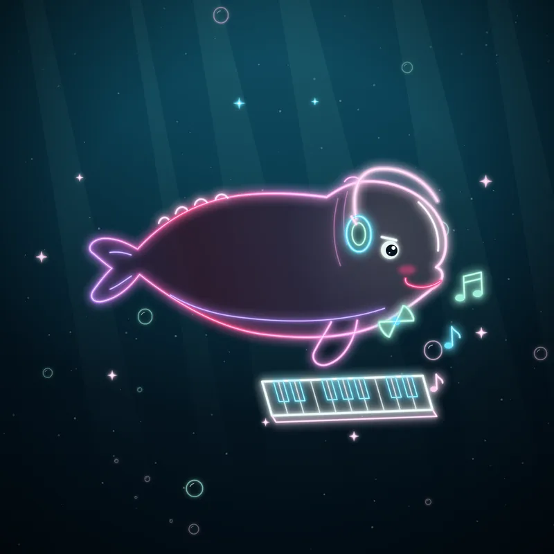 Big Belugas #052 Ari Keys in neon line art