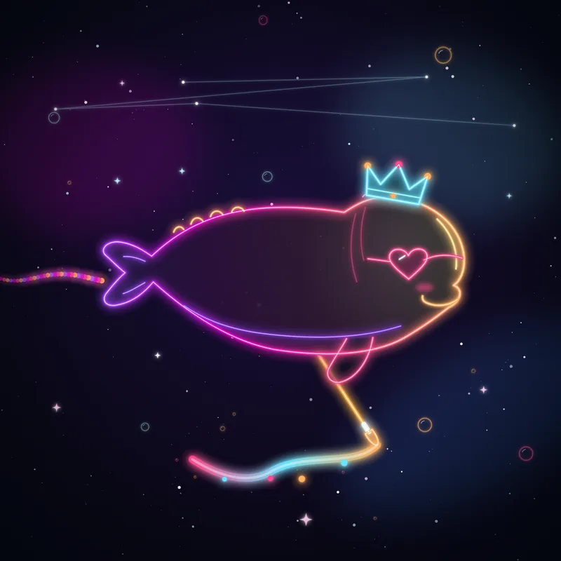 Big Belugas #064 Kiki the Painter in neon line art