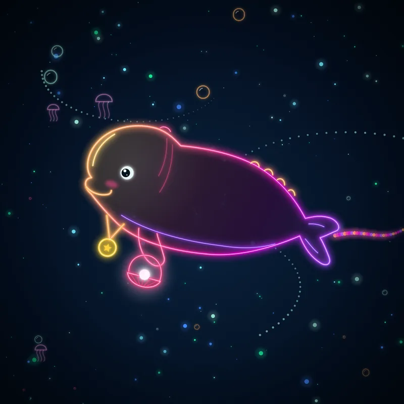 Big Belugas #068 Barnaby Moonpearl in neon line art