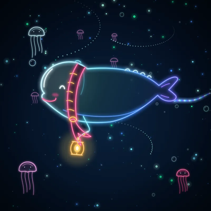 Big Belugas #078 Nell Lamplight in neon line art