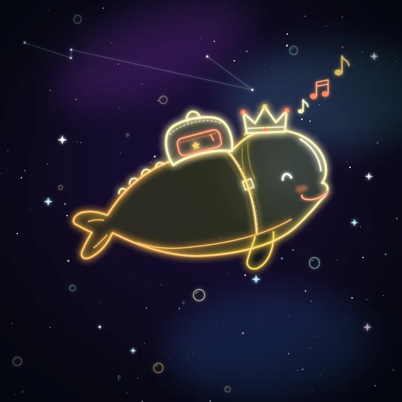 Big Belugas #082 Kai of the Tides in neon line art