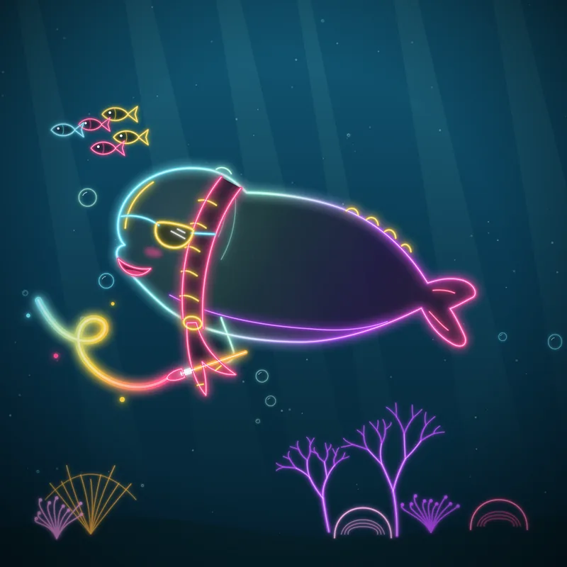 Big Belugas #084 Vivi Brushstroke in neon line art