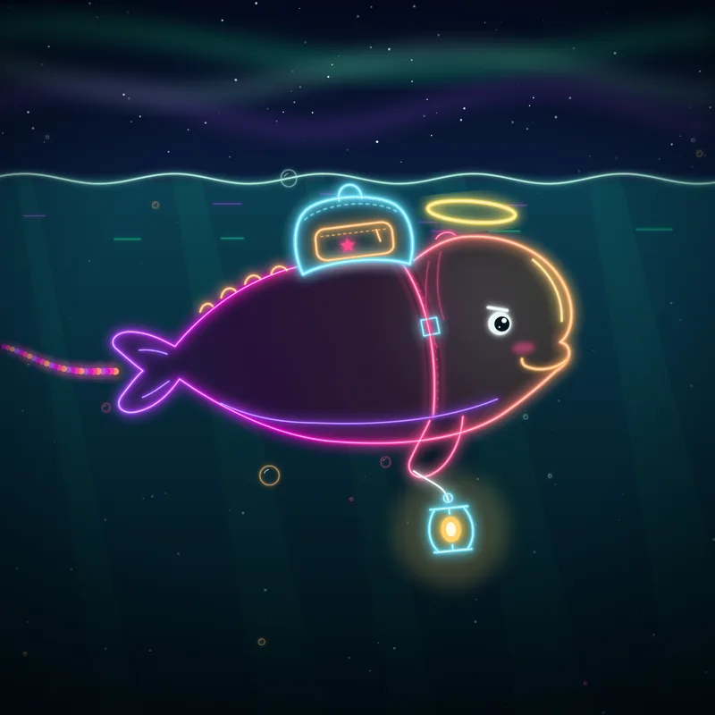 Big Belugas #086 Luma the Guide in neon line art